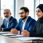 문화적 다양성을 고려한 파트너십 - A diverse group of professional business partners from Middle Eastern and international backgrounds ...