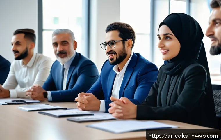 문화적 다양성을 고려한 파트너십 - A diverse group of professional business partners from Middle Eastern and international backgrounds ...